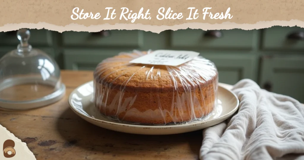 Wrapped cake stored properly to prevent cake fails like dryness or spoilage overnight

