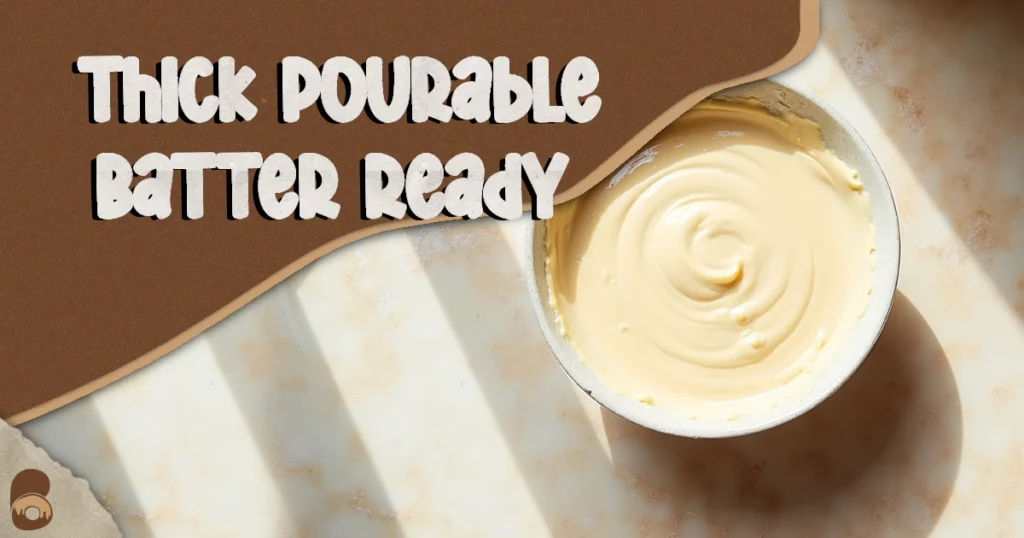 Combined vegan vanilla pound cake batter in a bowl on marble countertop, ready for baking.