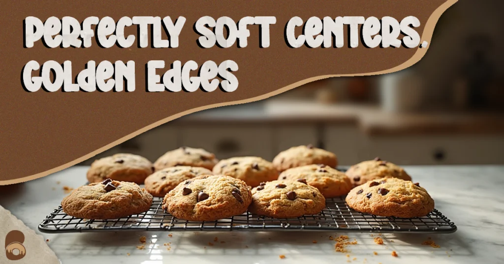 Freshly baked chocolate chip cookies using oil cooling on a rack with golden edges and soft centers.