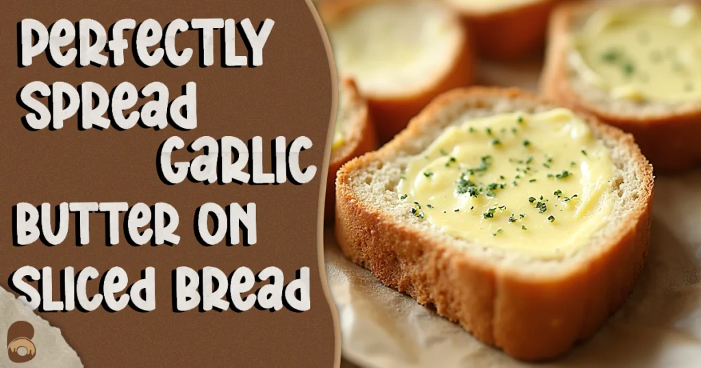 Garlic butter evenly spread on bread slices for How to Make Garlic Bread with Sliced Bread.