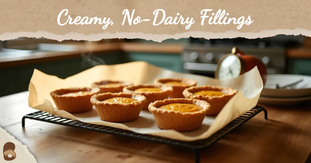 Vegan pumpkin tarts with coconut cream cooling on rack