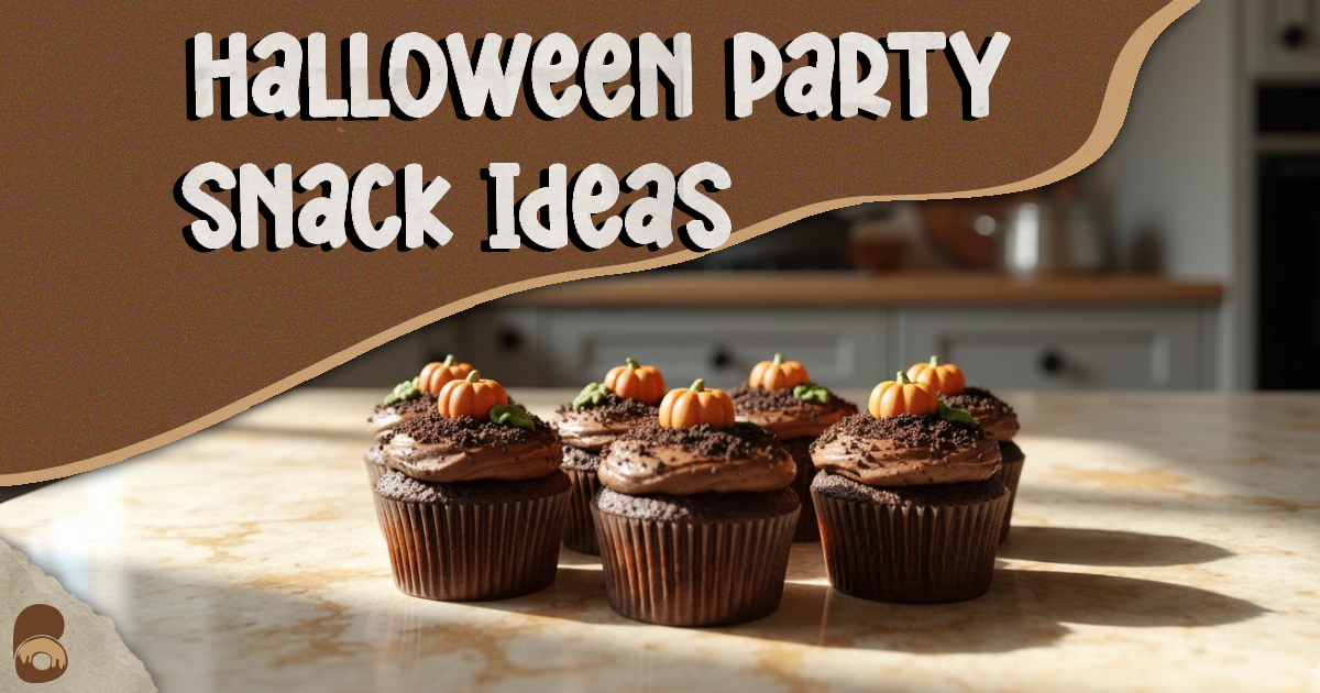 Chocolate cupcakes decorated as pumpkin patch for halloween snack ideas