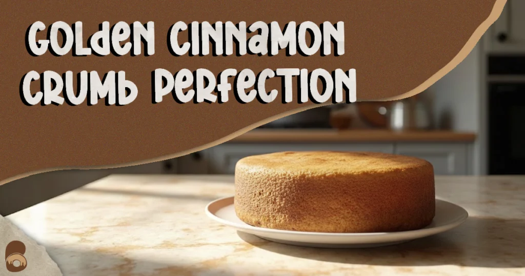 Close-up of cinnamon vegan cake with crisp, golden streusel topping.