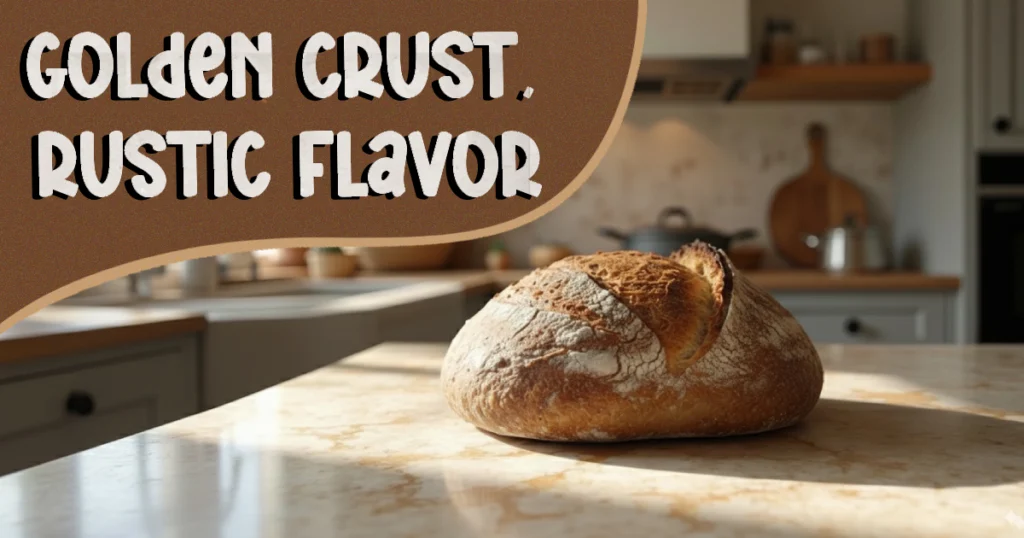 Freshly baked einkorn sourdough loaf cooling on rack with golden crust.