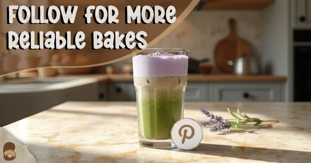 Inviting iced lavender cream oatmilk matcha with fresh lavender, Pinterest-inspired final shot.