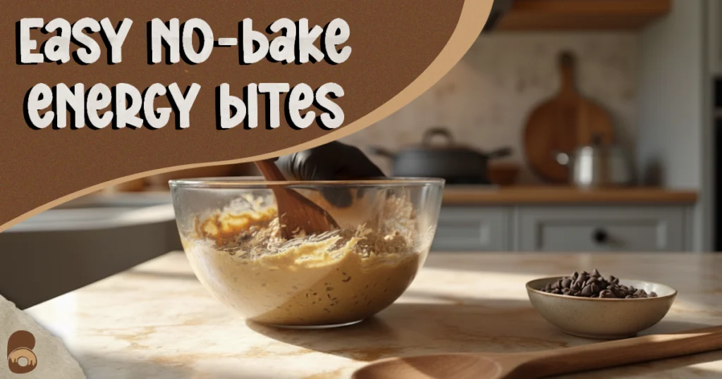 Mixing peanut butter and oats to prepare energy bites for healthy snacks for work.