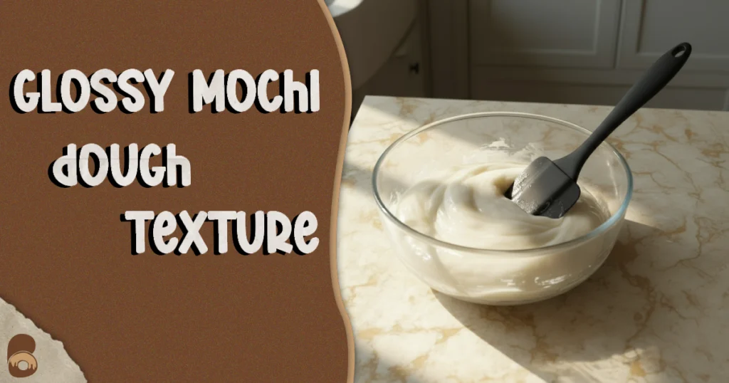 Cooked glossy opaque mochi dough showing the texture stage for how to make mochi ice cream