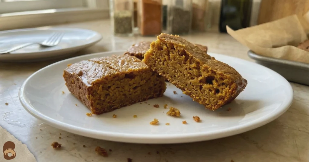 Easy pumpkin dessert sheet-pan pumpkin bars cut showing moist crumb and set center