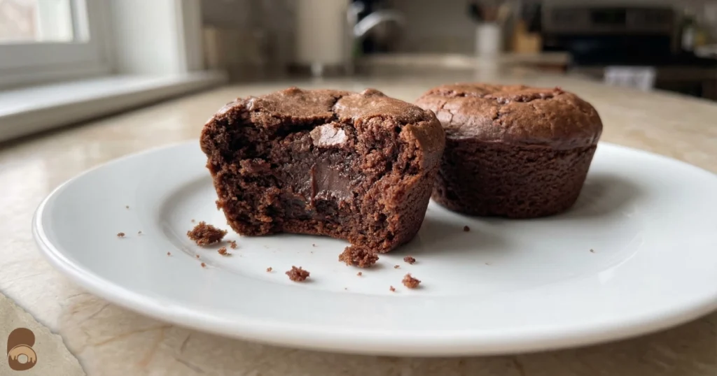 brownie bites broken open showing dense fudgy crumb and moist chocolate interior