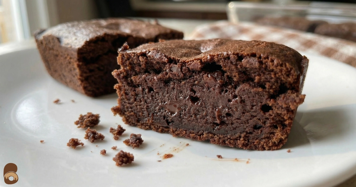 Interior of prime bites protein brownie broken in half showing chewy moist crumb